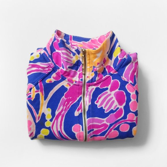 LILLY PULITZER Pink Blue UPF 50+ Skipper Printed Popover Sweater - Picture 4 of 11